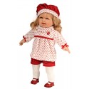 Muñeca Leonor con pantalón corto, jersey y boina roja