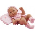 Muñeca recién nacida con pantalón rosa, calcetines y diadema. Con ropa