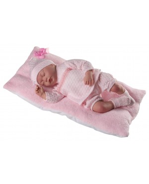 Muñeca Baby Reborn Daniela,traje y gorro de perlé rosa. Sin pelo. Mide 46 cms. Peso 1,800kg. Tacto suave